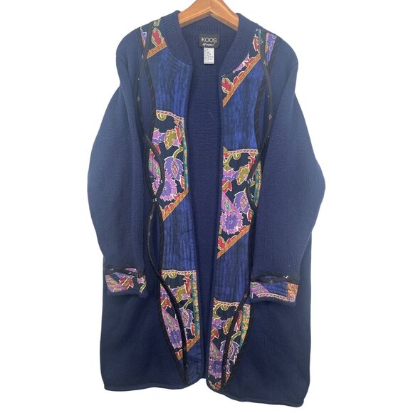 Vintage Koos of Course Women Cardigan Sz 1X LongLine Duster Silk/Wool Knit Artsy - Picture 1 of 9